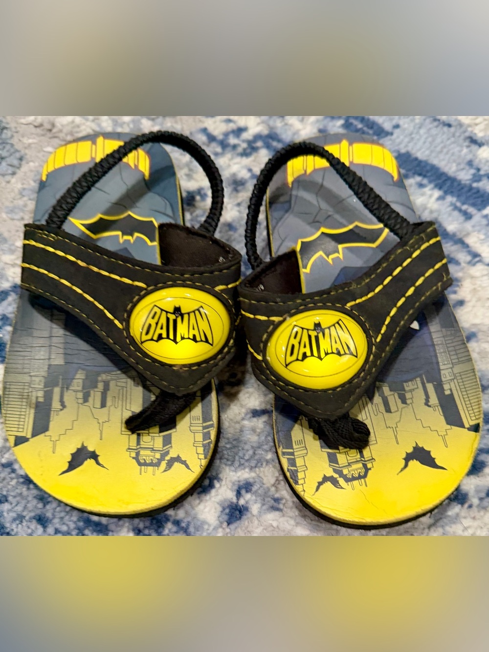 Batman Yellow and Black Kids' Flip Sandals